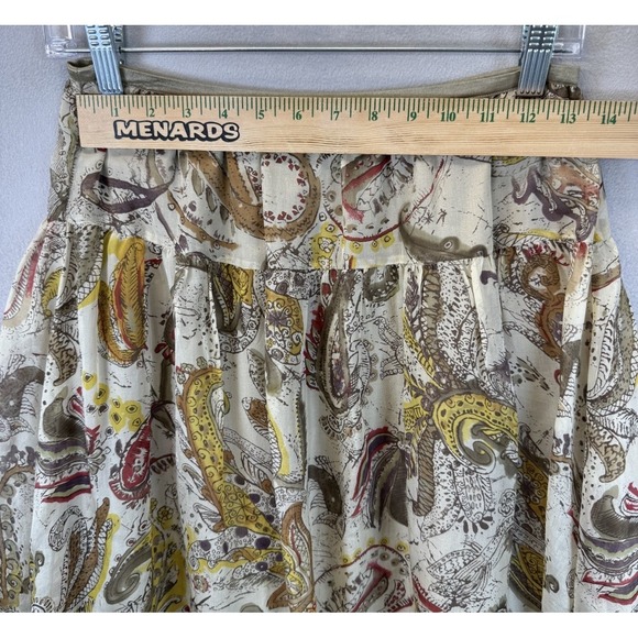 Votre Nom Women's Sz 8 Paisley Prints 100% Silk Lace‎ Hems Pull On Mini Skirt - Picture 4 of 7